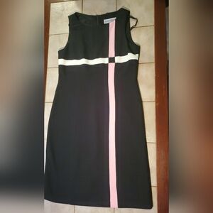Jessica Howard Black Dress with Pink and White Stripes
